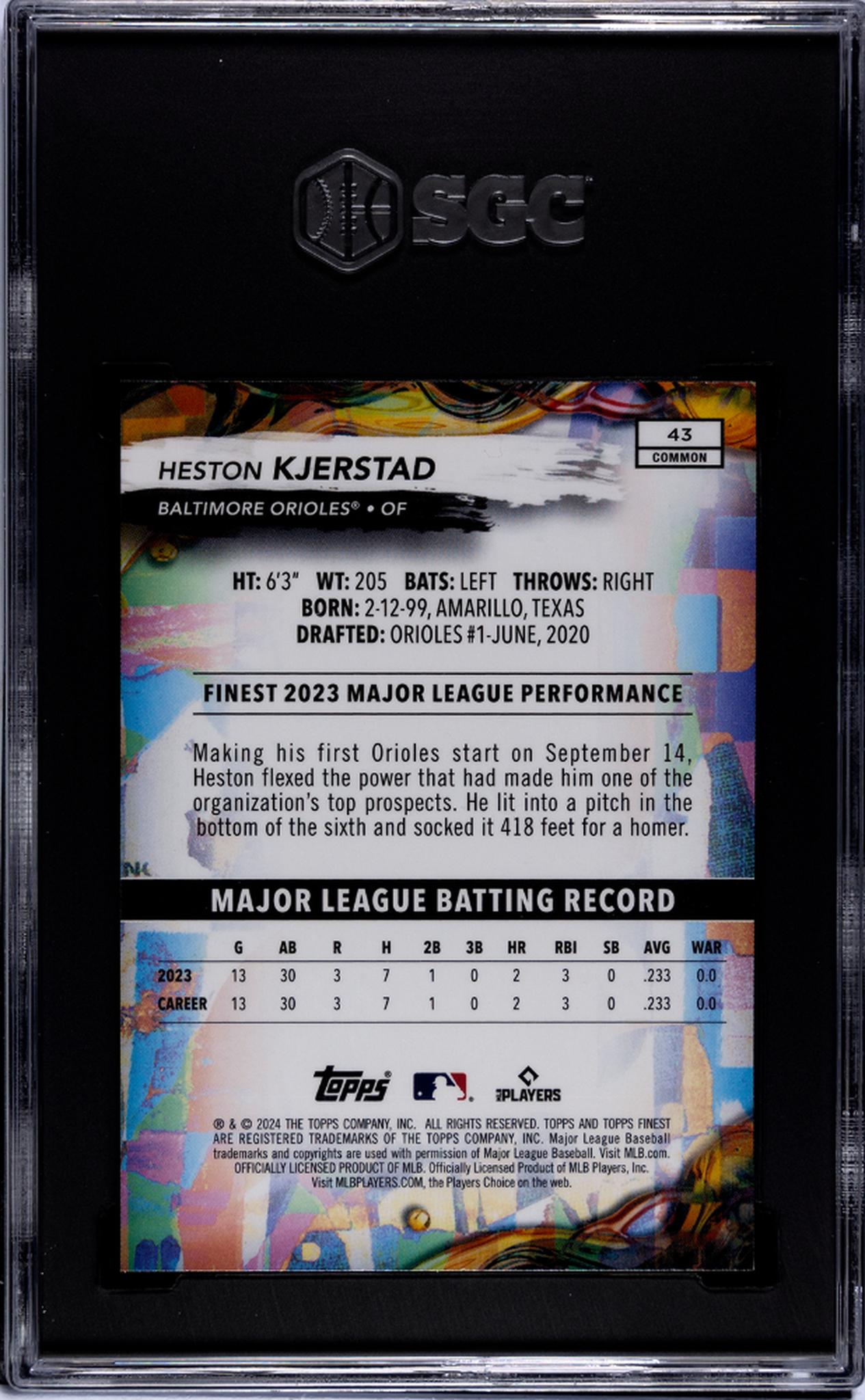 2024 Topps Finest #43 Heston Kjerstad SGC 9.5