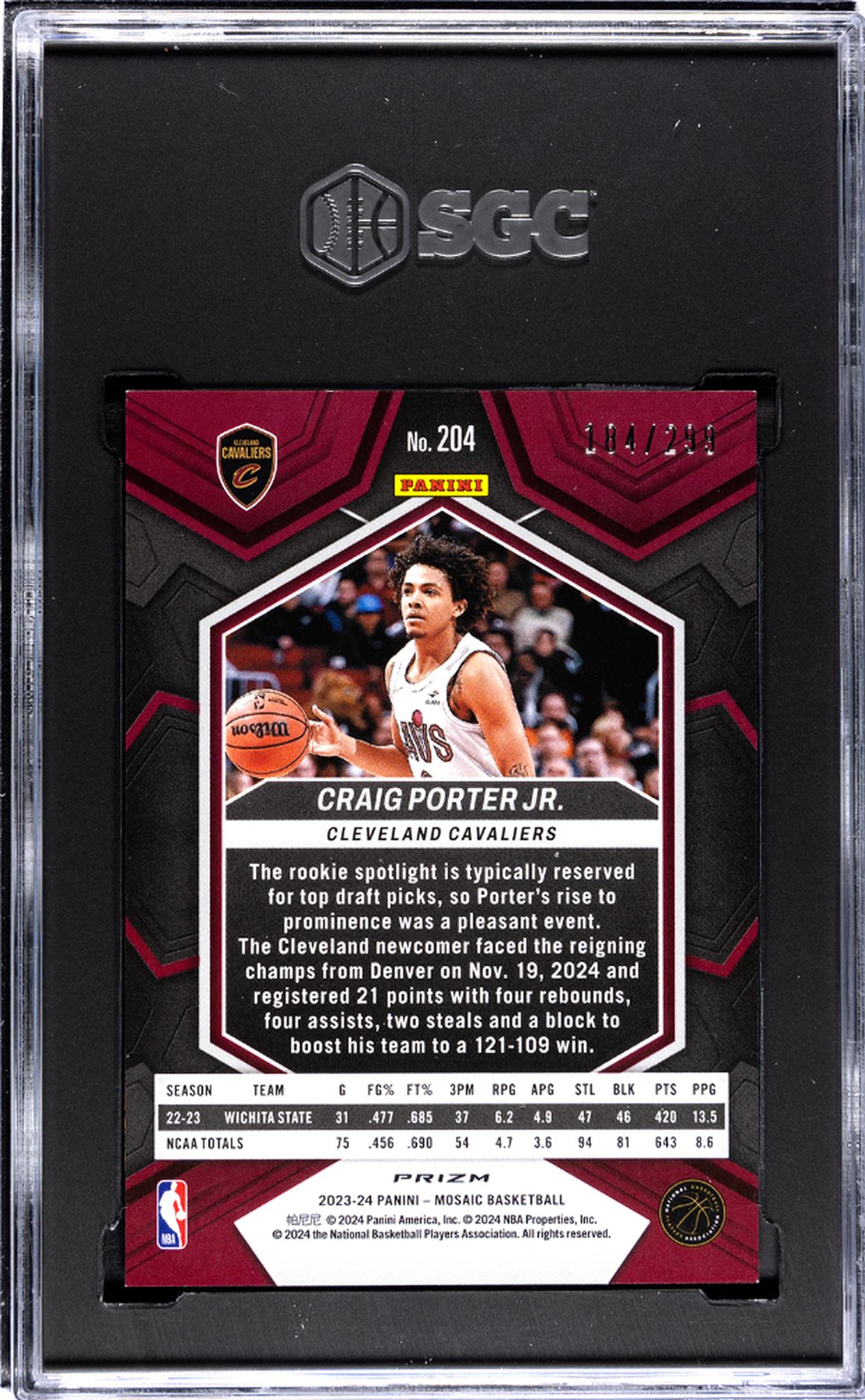 2023 Mosaic #204 Craig Porter Jr. Red Seismic Prizm /299 SGC 9