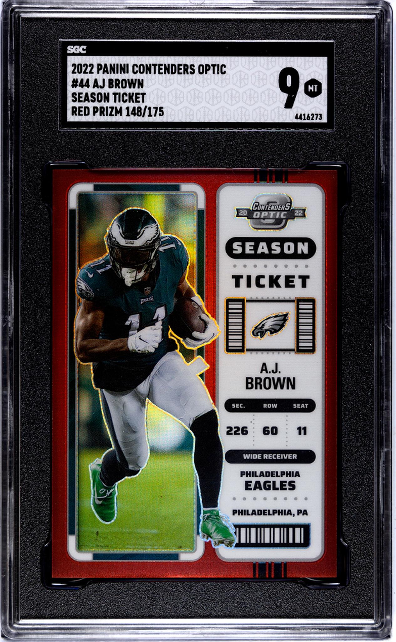 2022 Contenders Optic #44 A.J. Brown Season Ticket /175 SGC 9