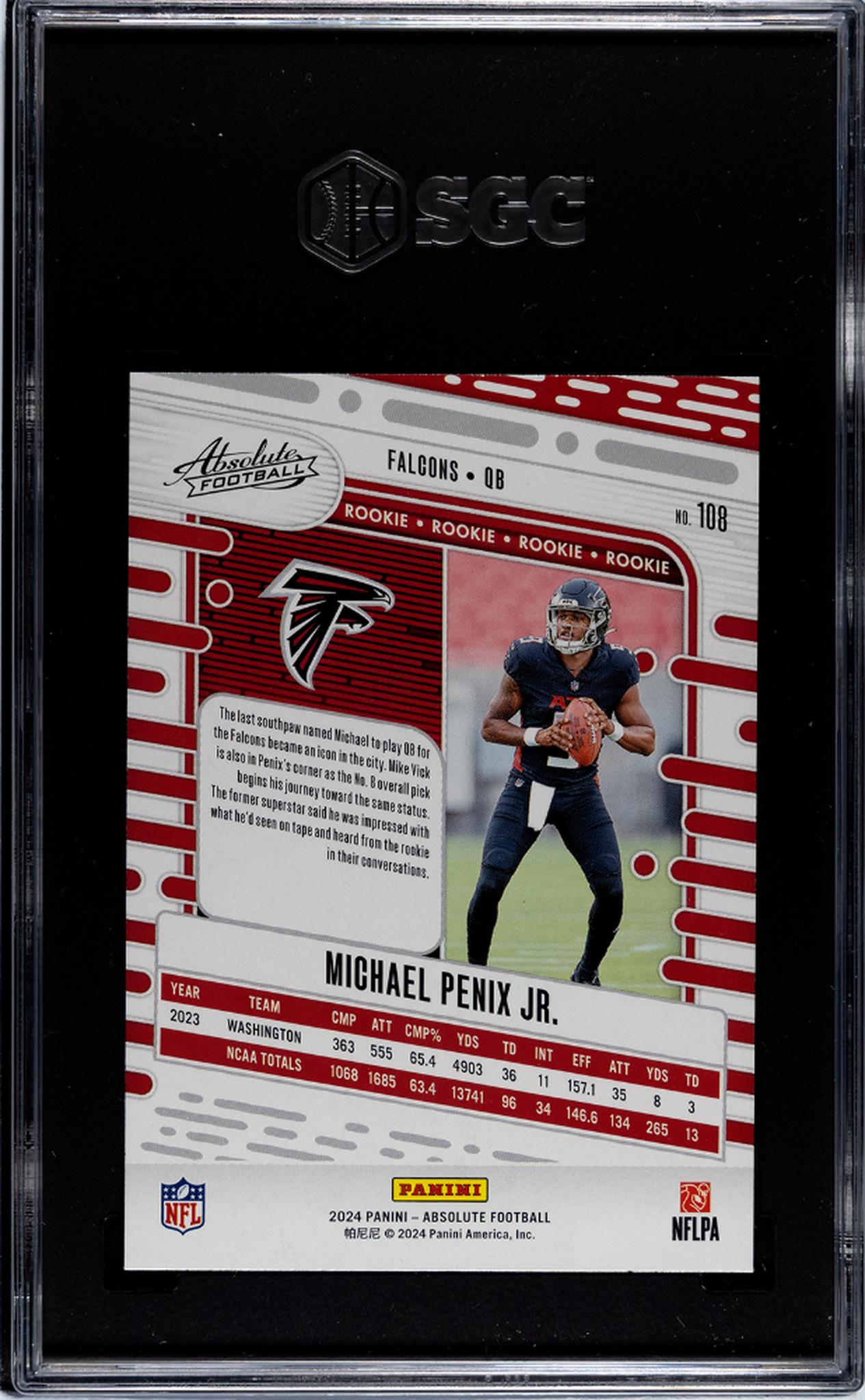 2024 Panini Absolute #108 Michael Penix Jr. Retail SGC 10