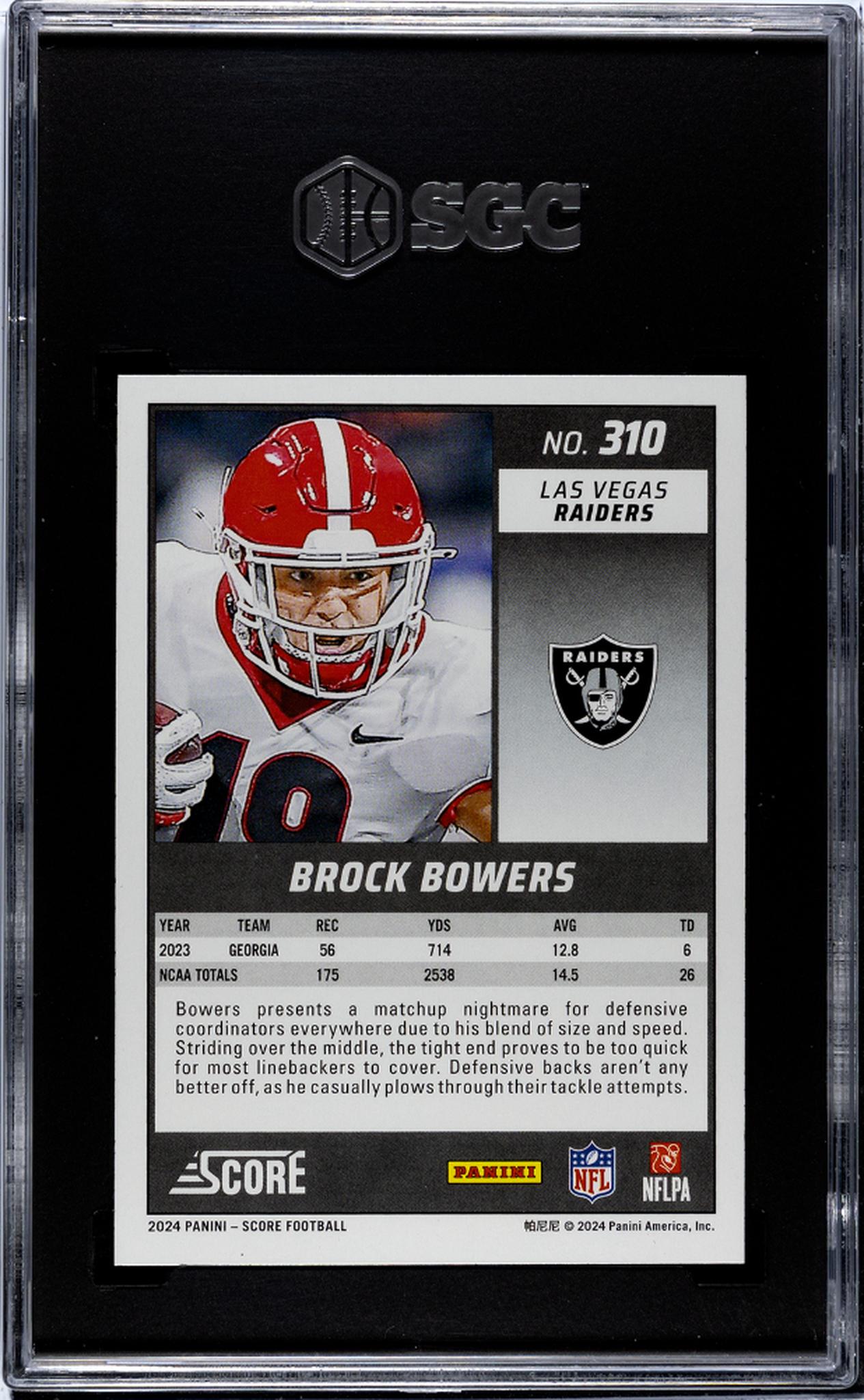 2024 Panini Score #310 Brock Bowers SGC 9.5