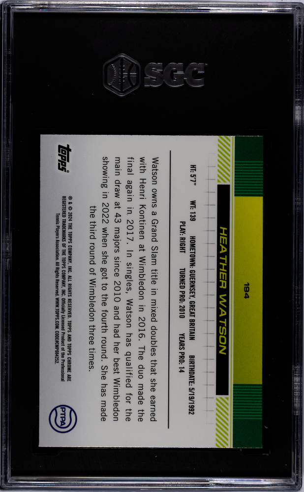 2024 Topps Chrome #194 Heather Watson Lime Green Refractor /299 SGC 9.5