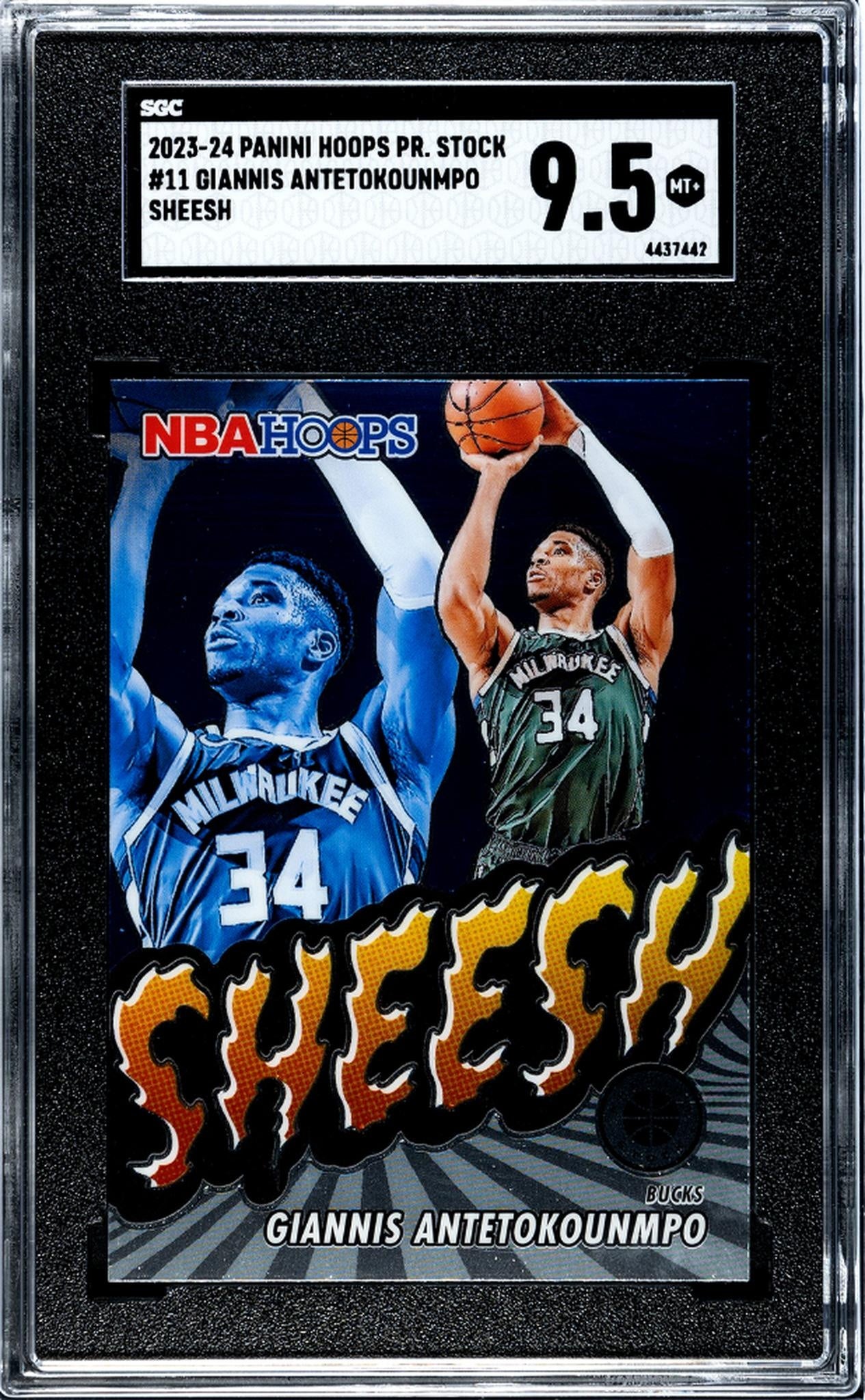 2023 NBA Hoops #11 Giannis Antetokounmpo Sheesh SGC 9.5