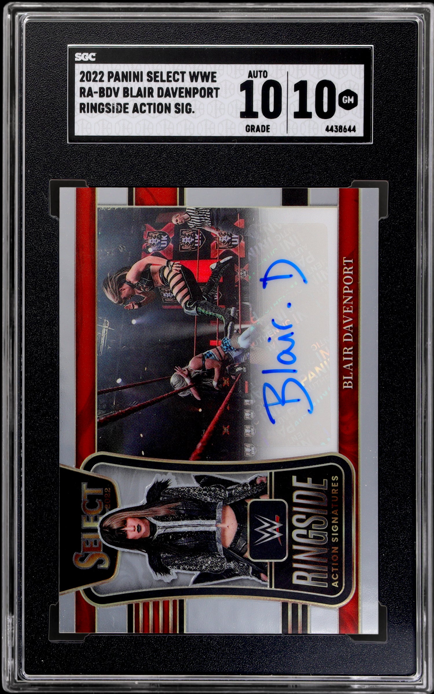 2022 Panini Select Wwe #RA-BDV Blair Davenport Ringside Action Sigs. SGC 10