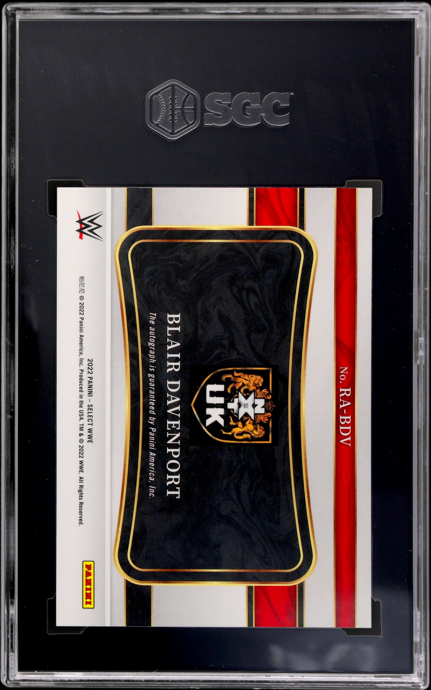 2022 Panini Select Wwe #RA-BDV Blair Davenport Ringside Action Sigs. SGC 10
