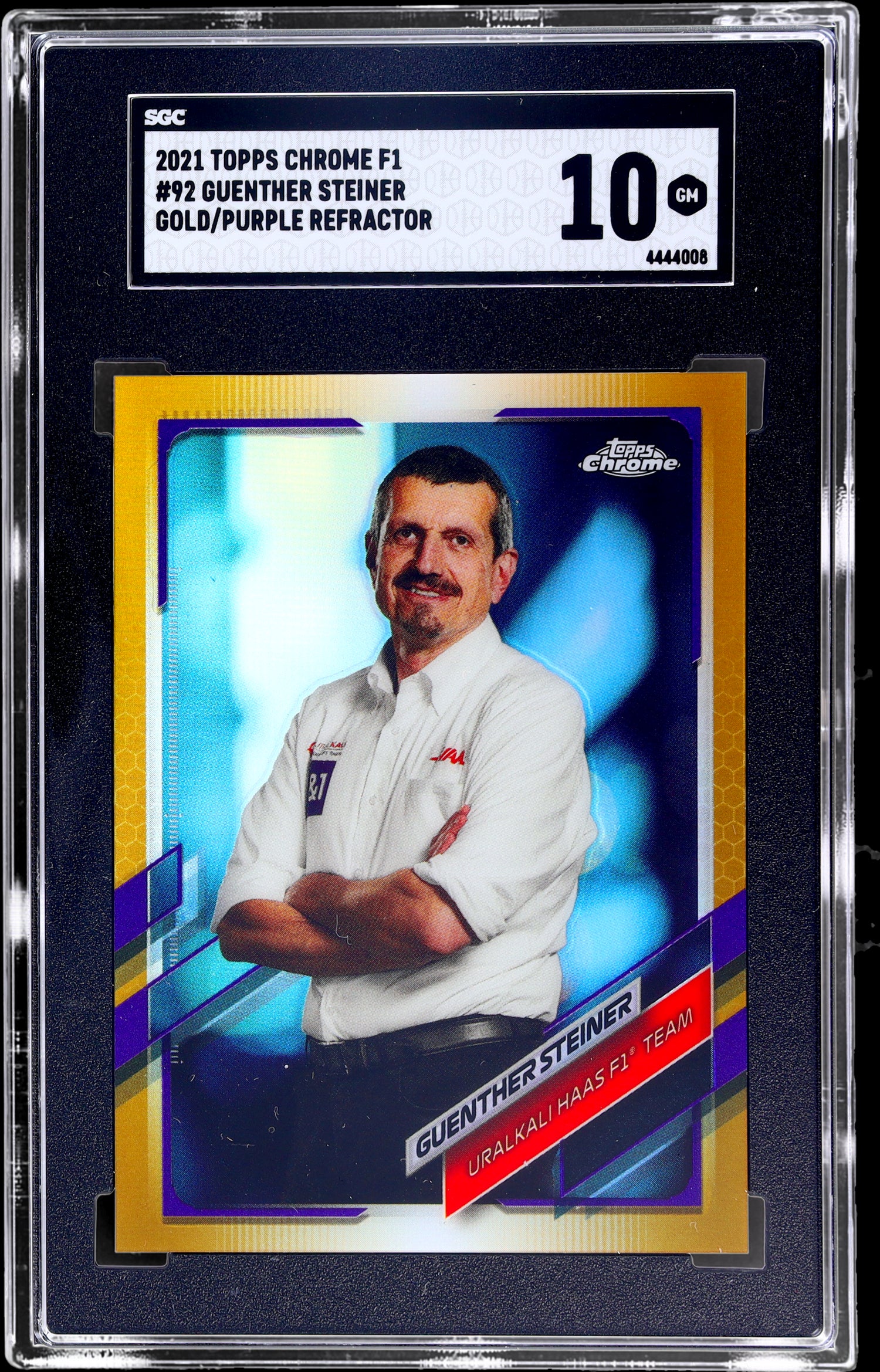 2021 Topps Chrome F1 #92 Guenther Steiner Gold/Purple Ref. SGC 10
