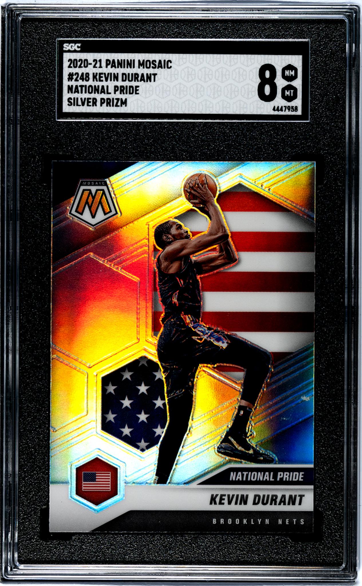 2020-21 Panini Mosaic #248 Kevin Durant National Pride Silver Prizm SGC 8