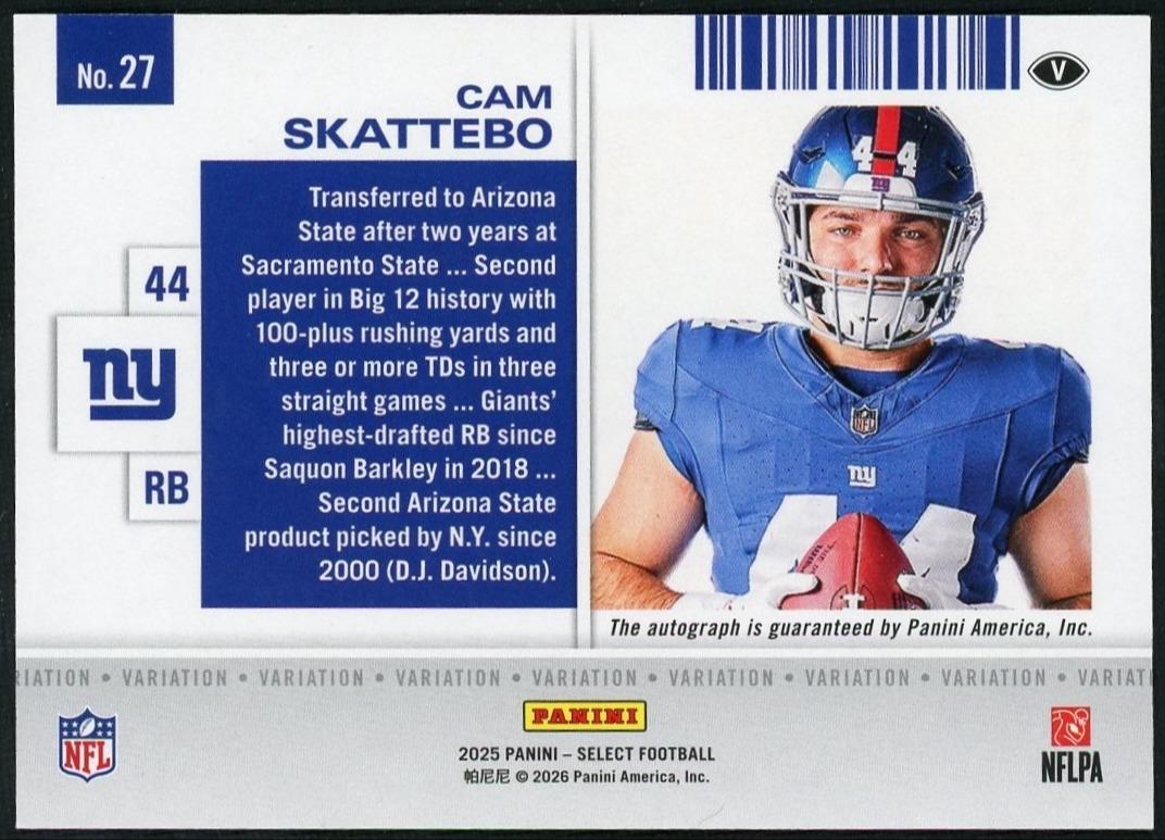2025 Panini Select Contenders Rookie Ticket Variation Autographs Cam Skattebo