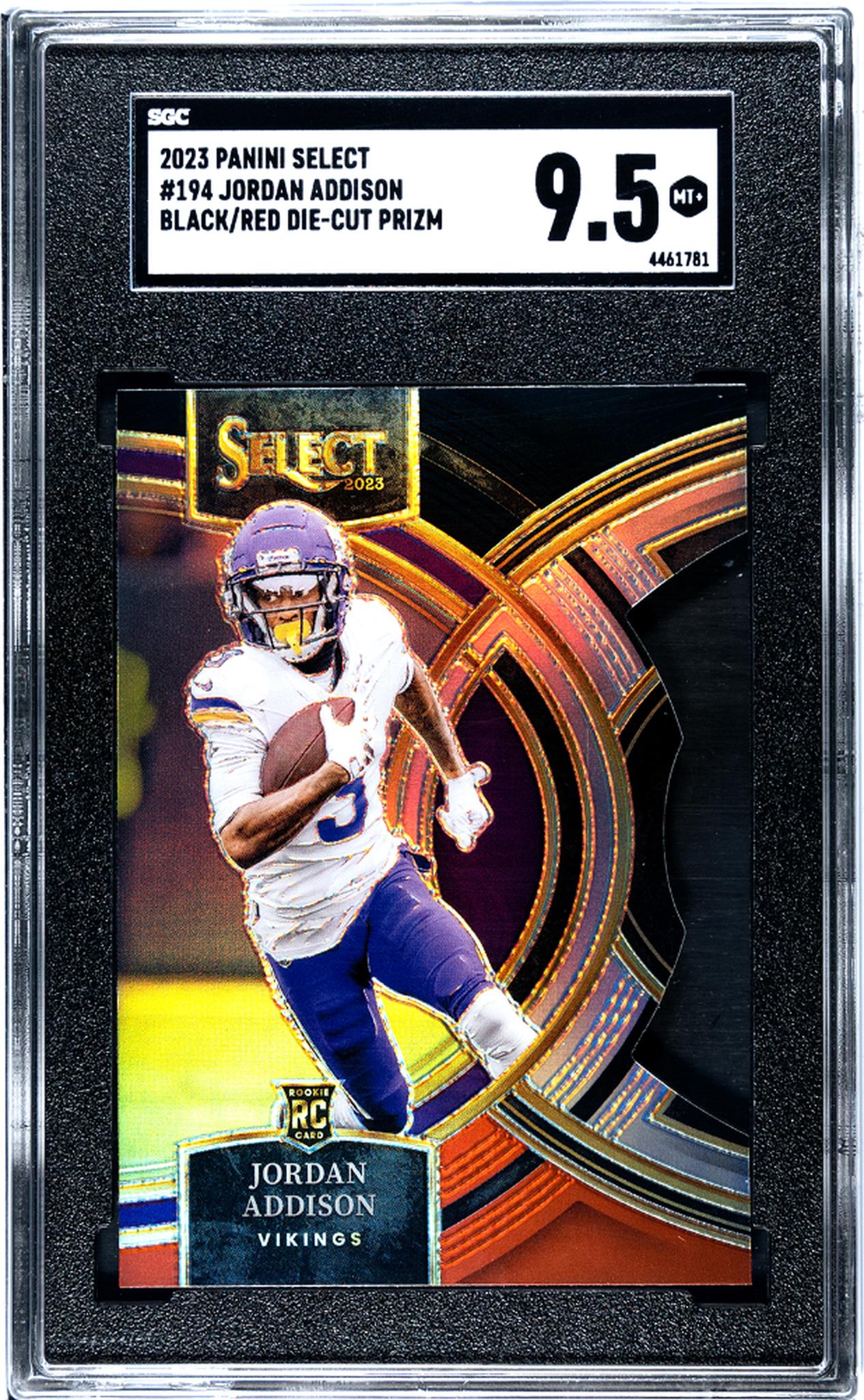 2023 Panini Select #194 Jordan Addison Black/Red Die-Cut Prizm SGC 9.5