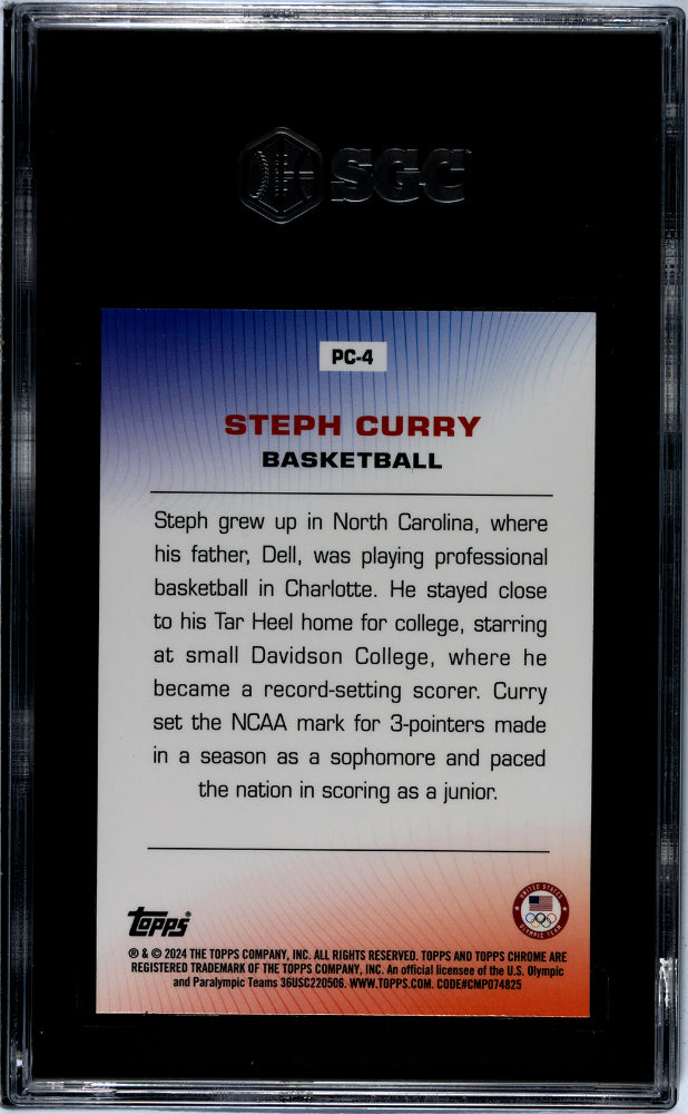 2024 Topps Chrome #PC-4 Steph Curry For Pride & Country SGC 10