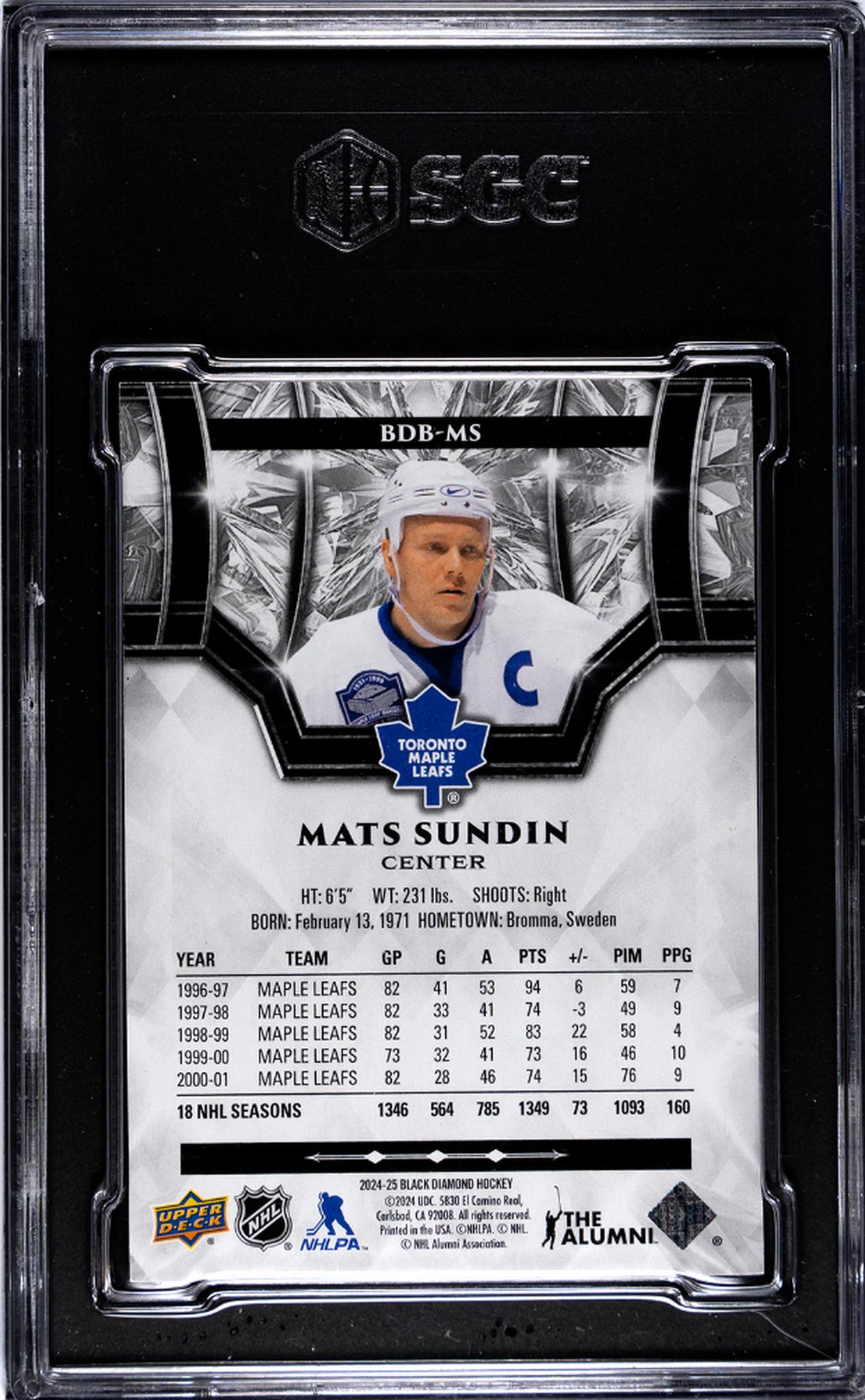 2024-25 Upper Deck Black Diamond Mats Sundin #BDB-MS /349 SGC 9