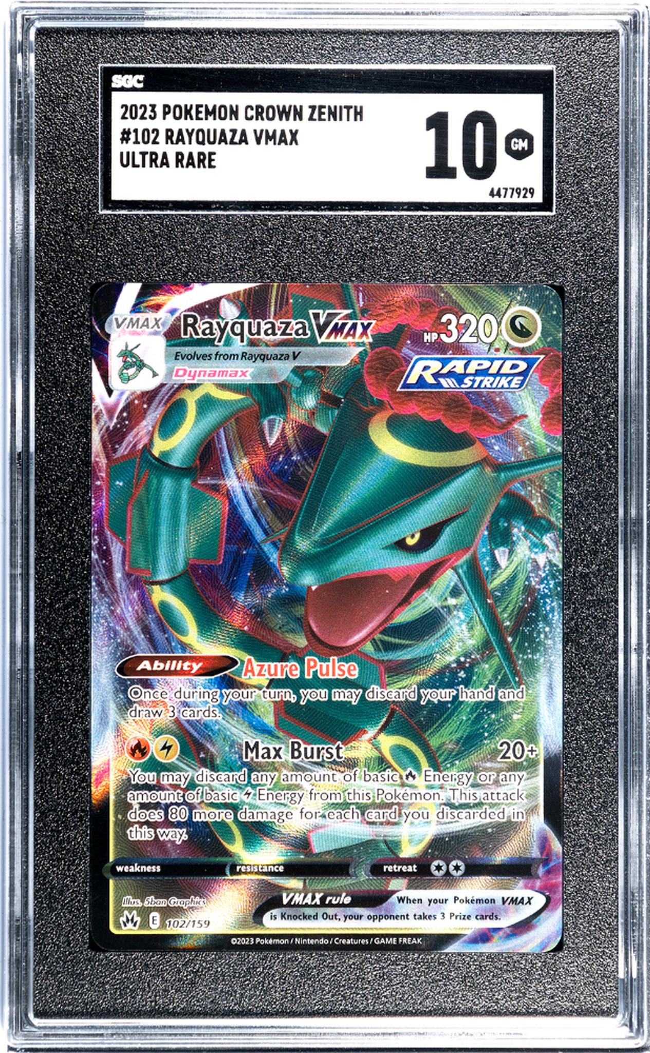 2023 Pokémon Sword & Shield Crown Zenith Rayquaza #102/159 VMAX SGC 10