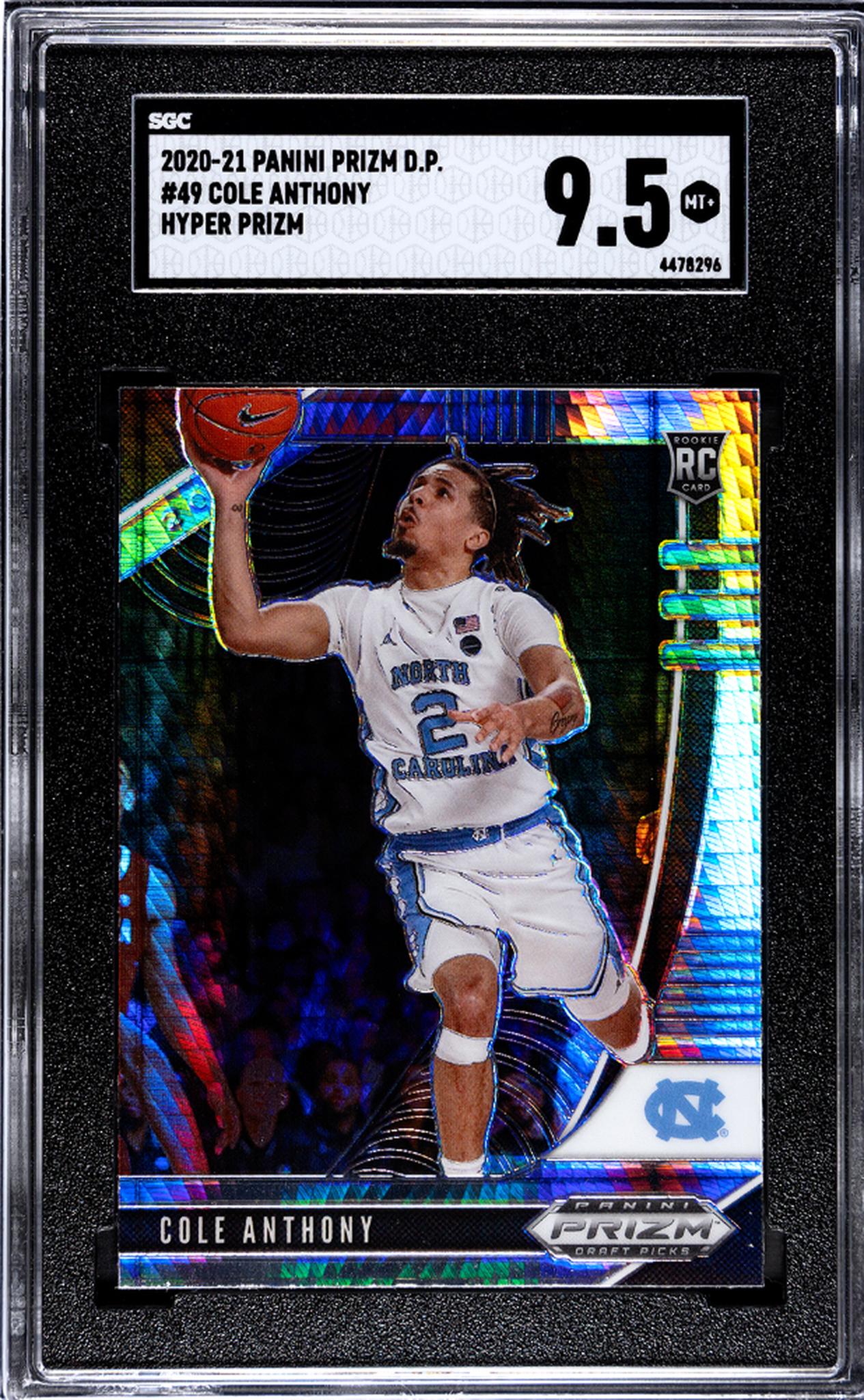 2020 Panini Prizm Draft Picks Hyper Prizm Cole Anthony #49 RC SGC 9.5