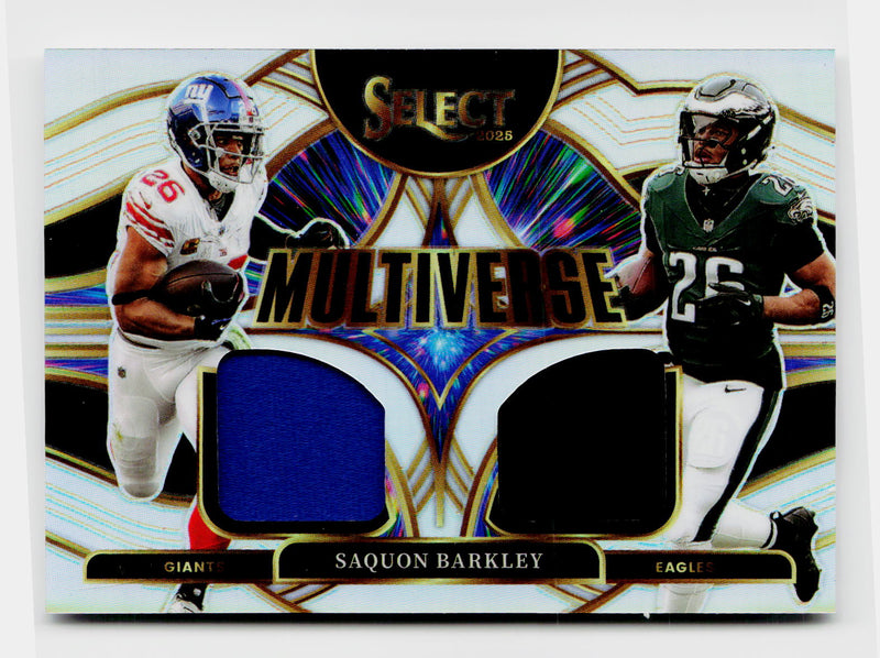 2025 Panini Select Multiverse Saquon Barkley Dual Patch Silver /149 #MVJ-SBY