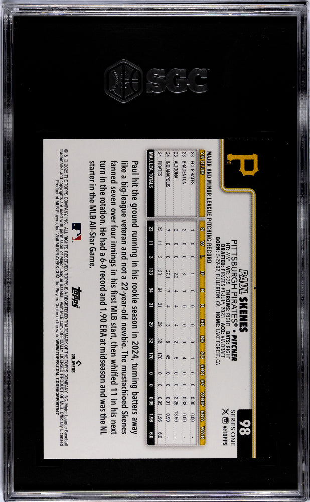 2025 Topps #98 Paul Skenes SGC 9.5