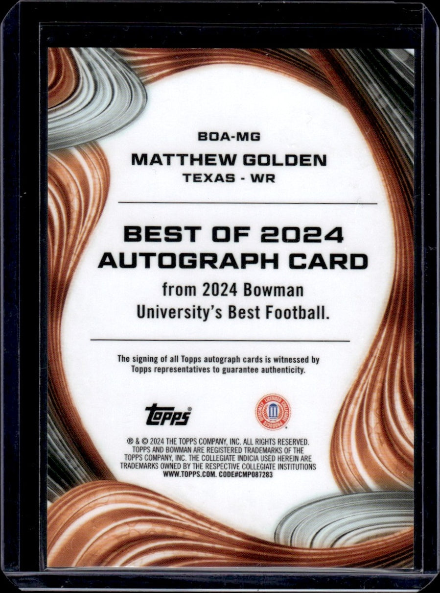 2024 Bowman #BOA-MG Matthew Golden Best of 2024 Auto Texas