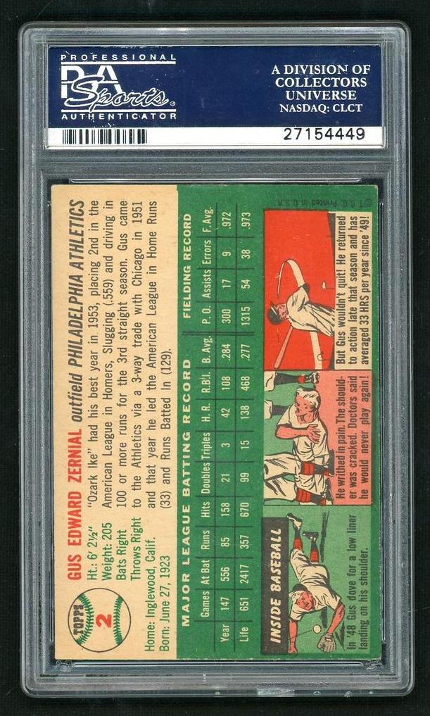 1954 Topps Gus Zernial #2 PSA 5