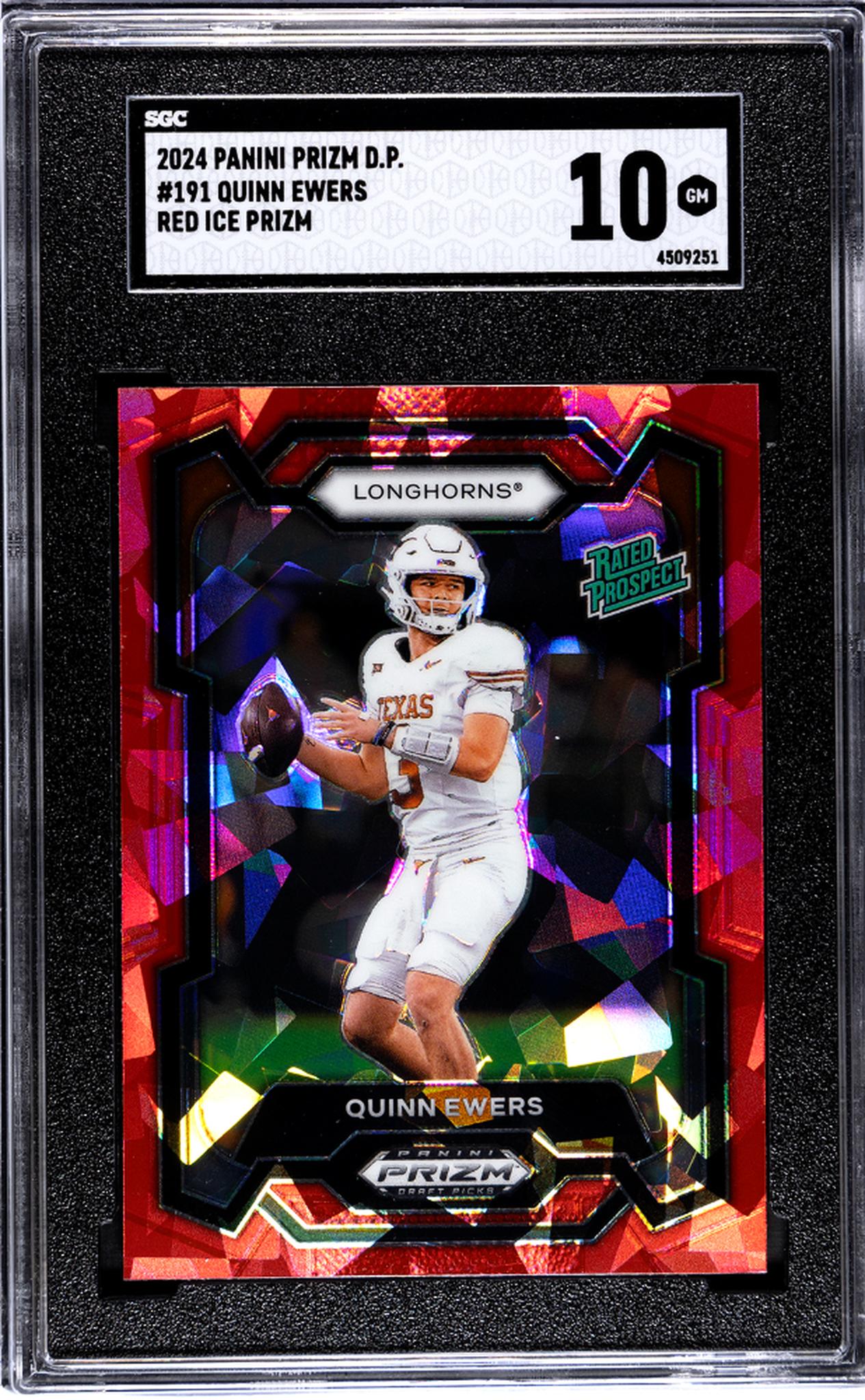 2024 Panini Prizm Draft Picks Red Ice Prizm Quinn Ewers #191 SGC 10