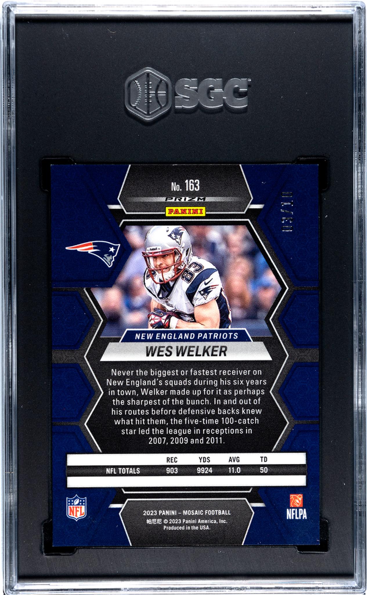 2023 Panini Mosaic Gold Prizm Wes Welker #163 /10 SGC 9.5
