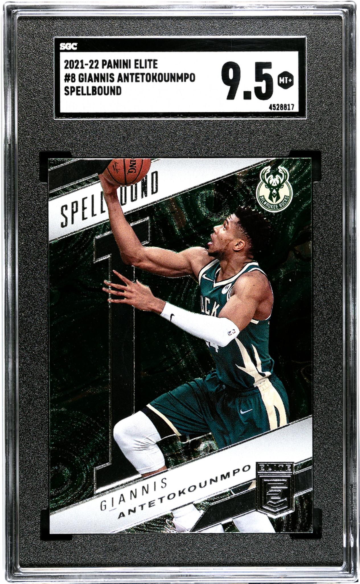 2021-22 Panini Elite #8 Giannis Antetokounmpo Spellbound SGC 9.5