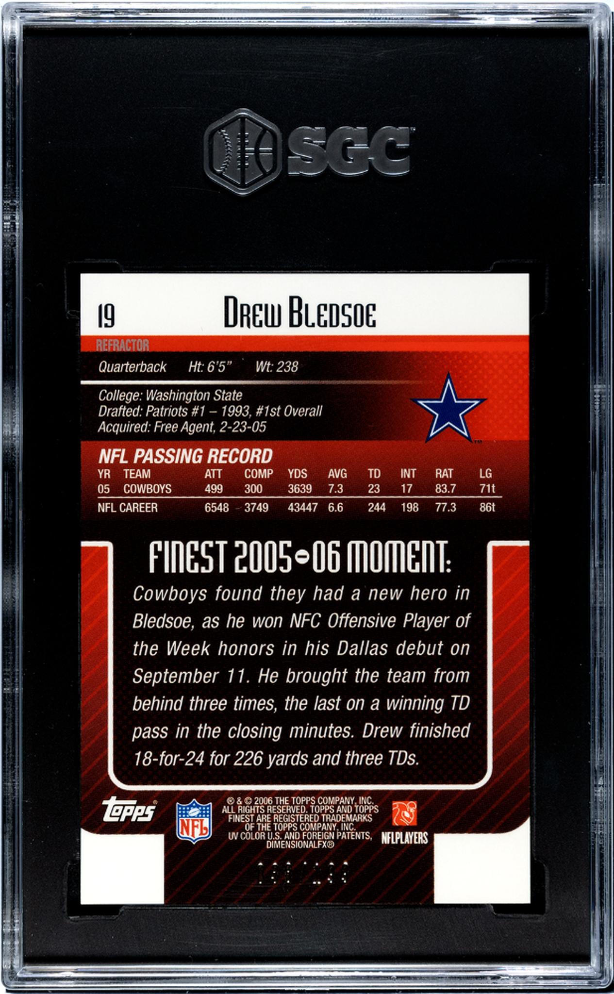 2006 Topps Finest #19 Drew Bledsoe /199 SGC 9