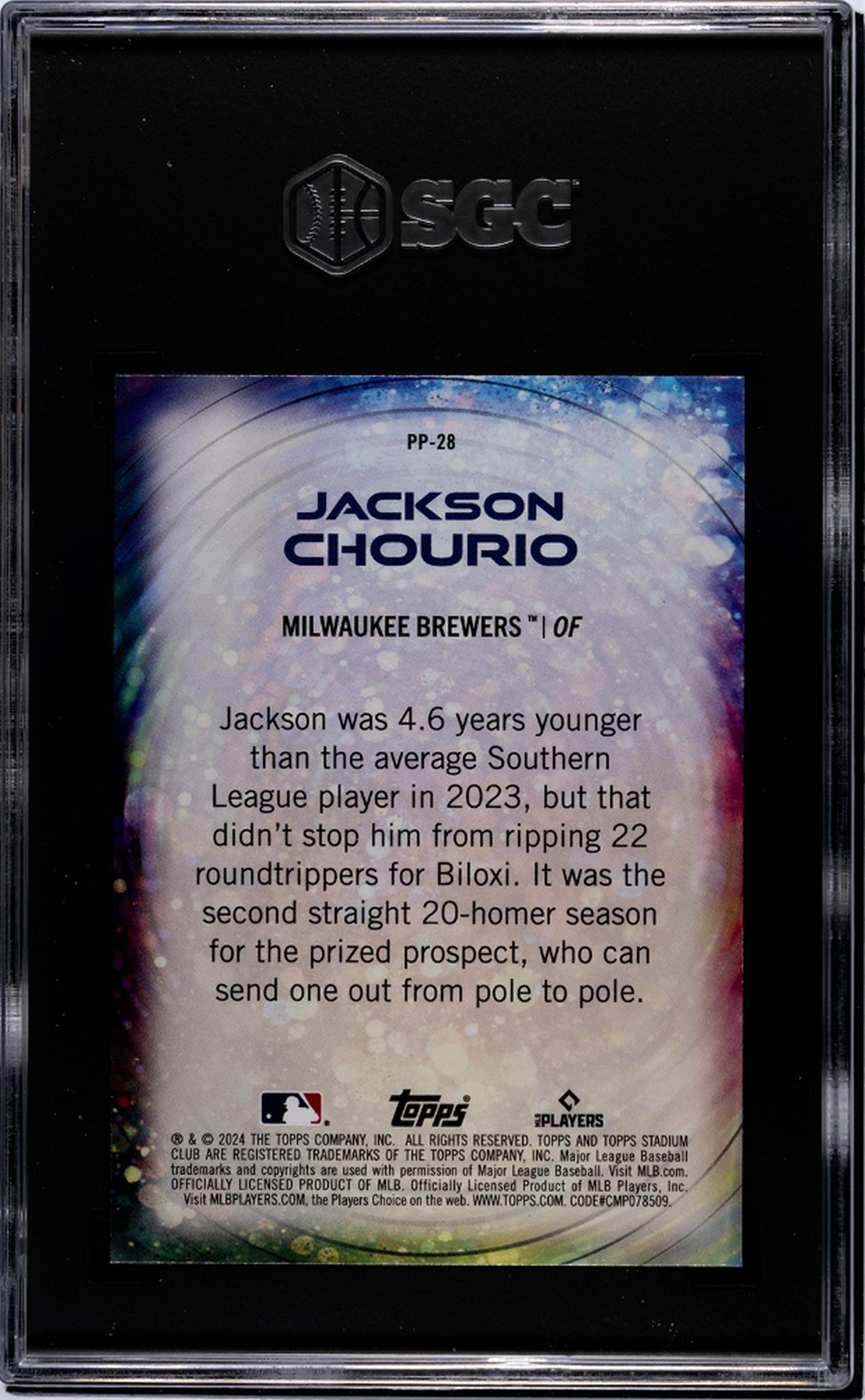 2024 Topps Stadium Club Power Packed Jackson Chourio #PP-28 RC SGC 9.5