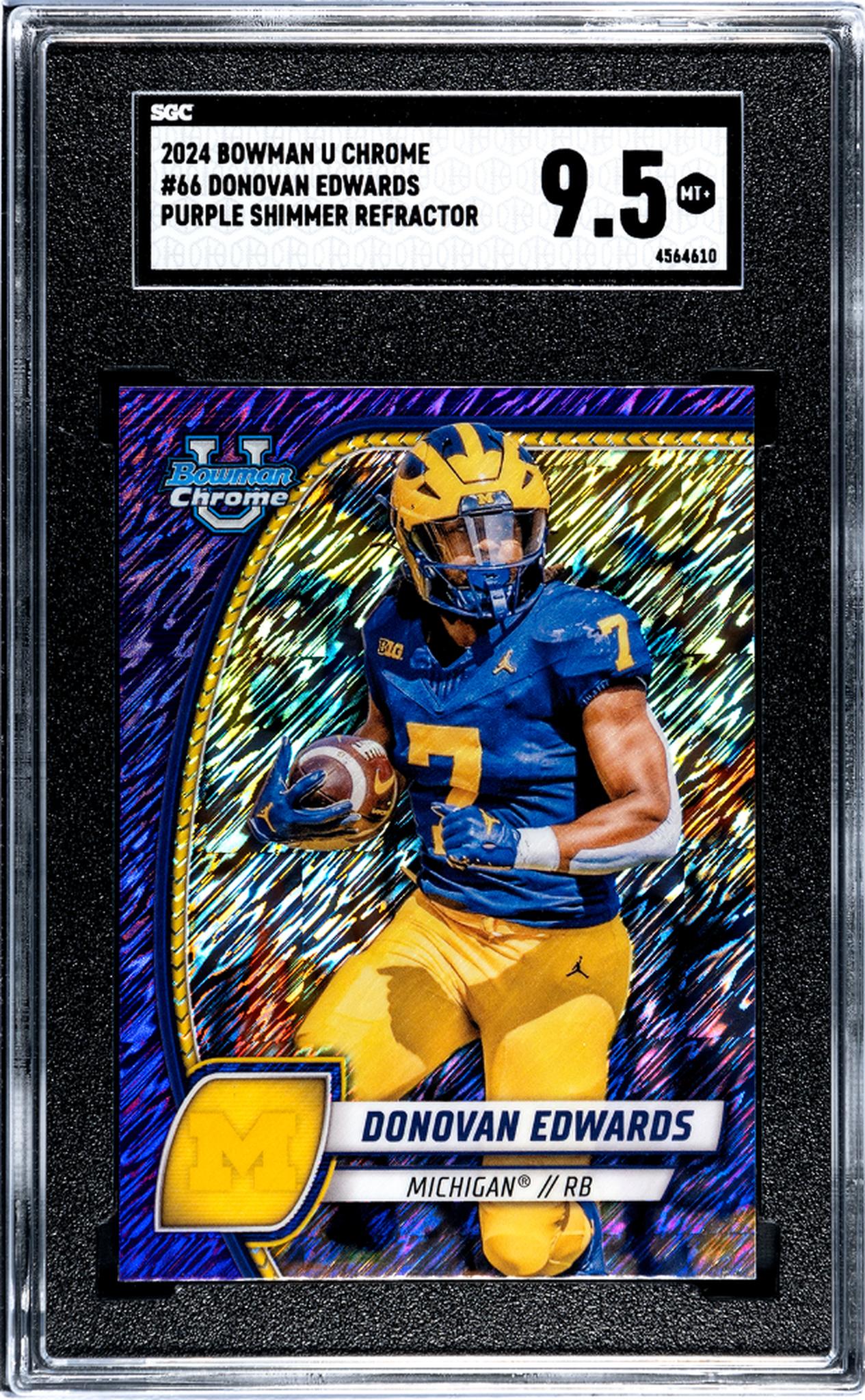2024 Bowman U Chrome #66 Donovan Edwards Purple Shimmer Refractor SGC 9.5