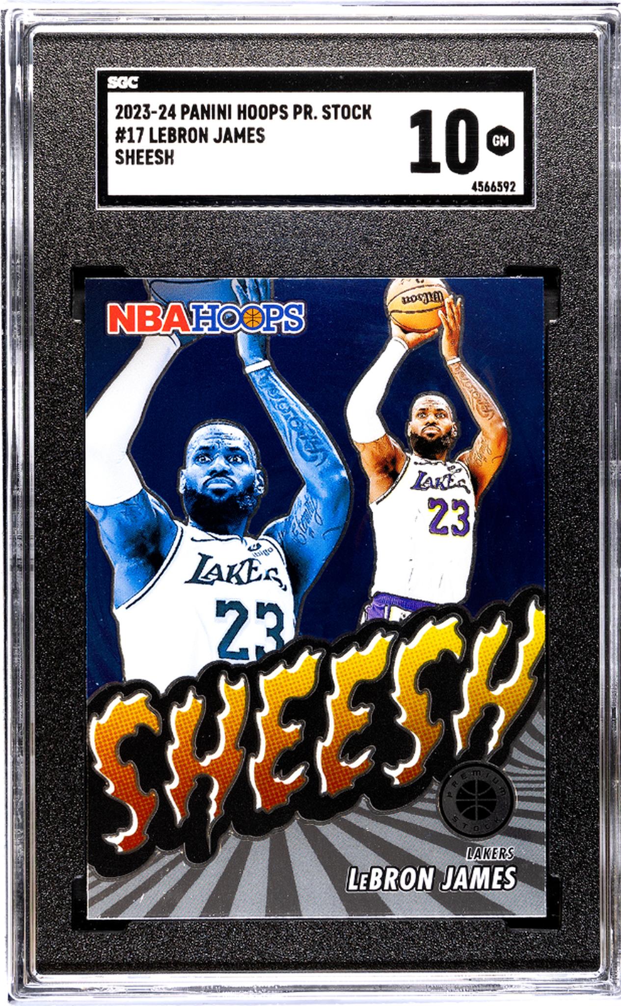 2023-24 Panini Hoops Premium Stock #17 Lebron James Sheesh SGC 10