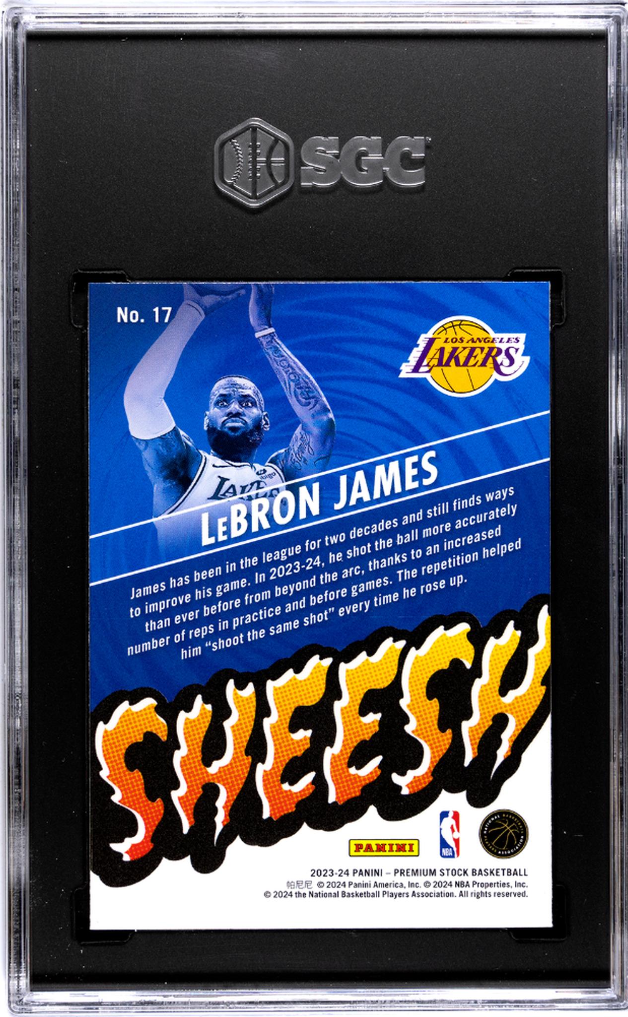 2023-24 Panini Hoops Premium Stock #17 Lebron James Sheesh SGC 10