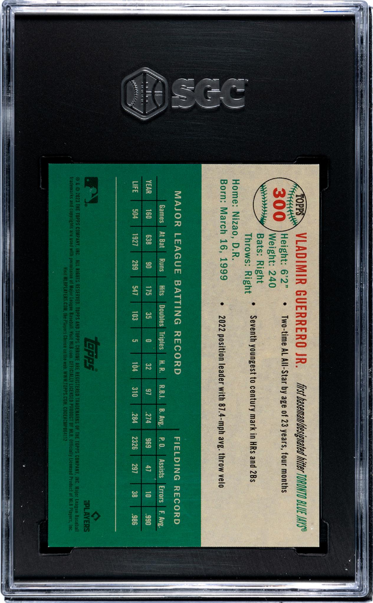 2023 Topps Chrome Platinum Anniversary #300 Vladimir Guerrero Jr. Speckle Ref. /150 SGC 9.5