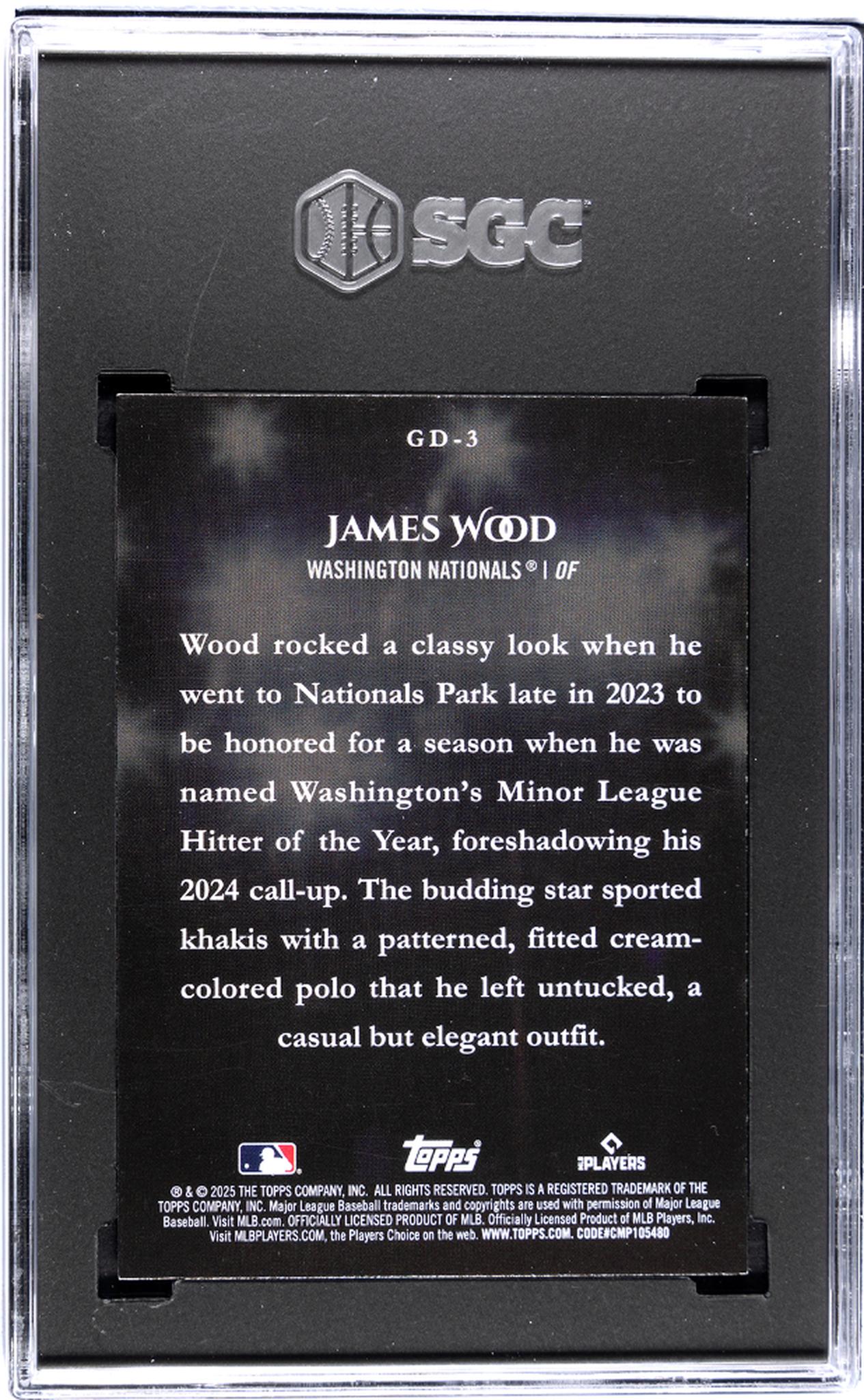 2025 Topps Celebration #GD-3 James Wood Gameday Drip SGC 9.5