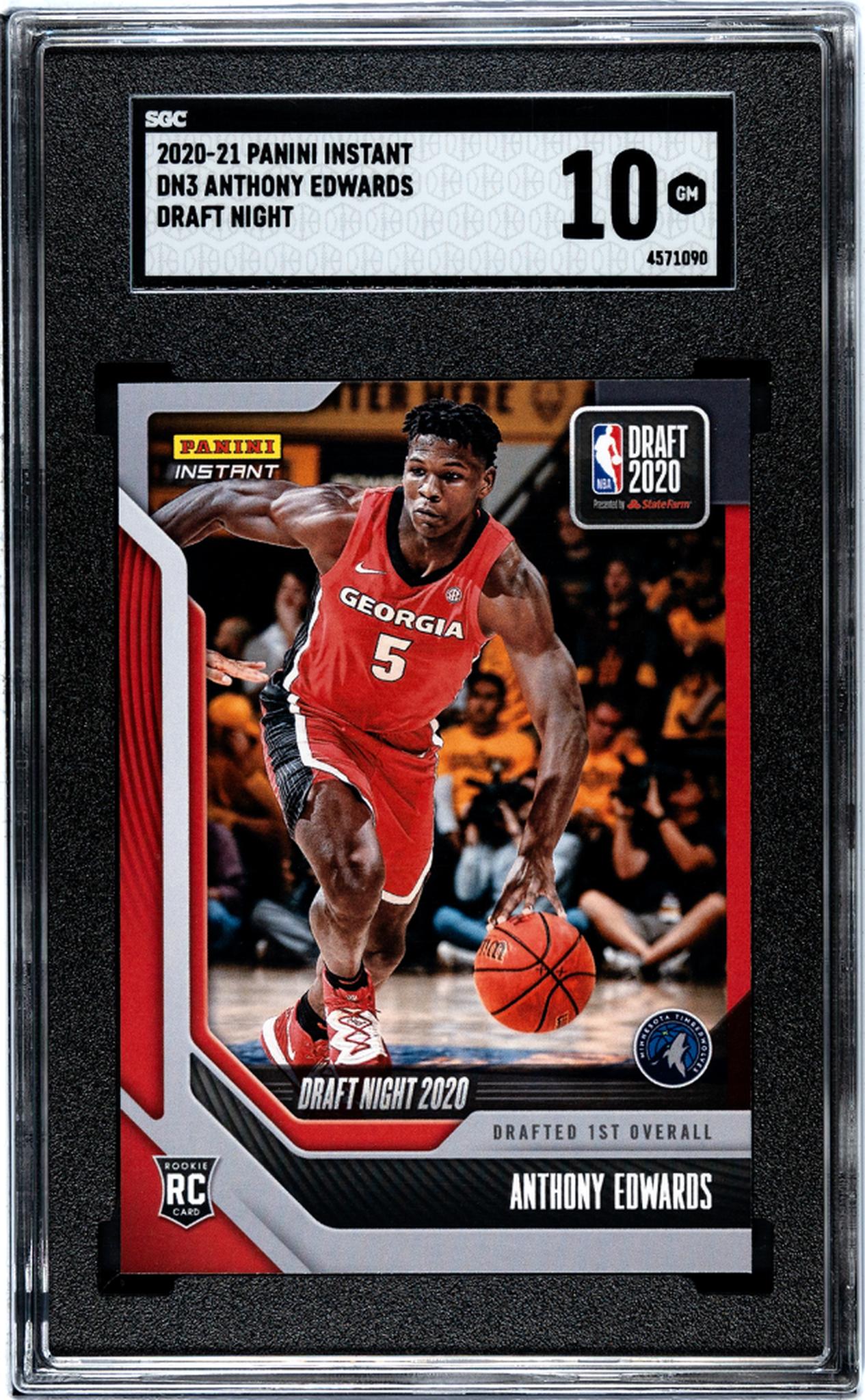 2020-21 Panini Instant Draft Night 2020 Anthony Edwards #DN3 RC /2207 SGC 10