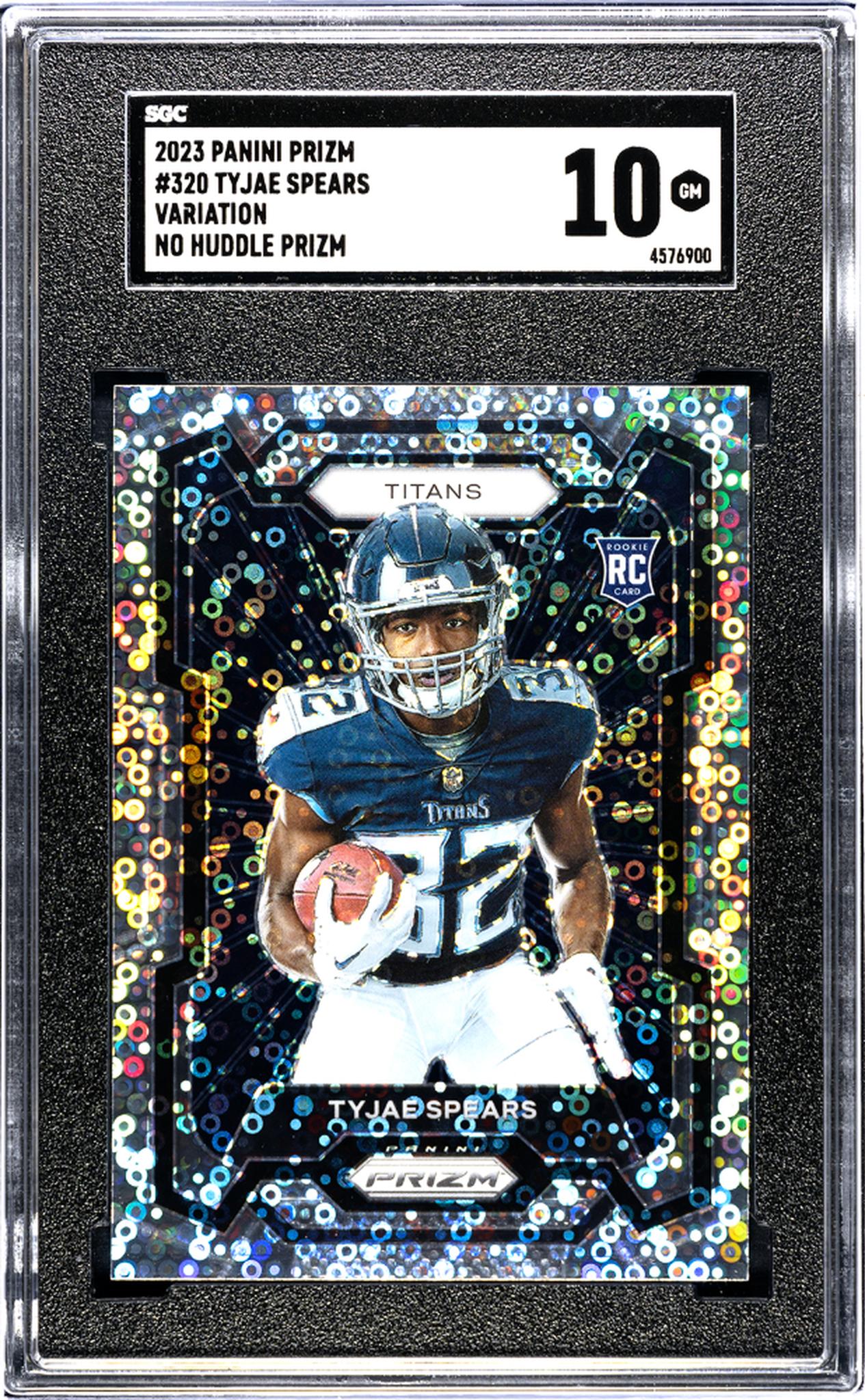 2023 Panini Prizm #320 Tyjae Spears Variation No Huddle Prizm SGC 10