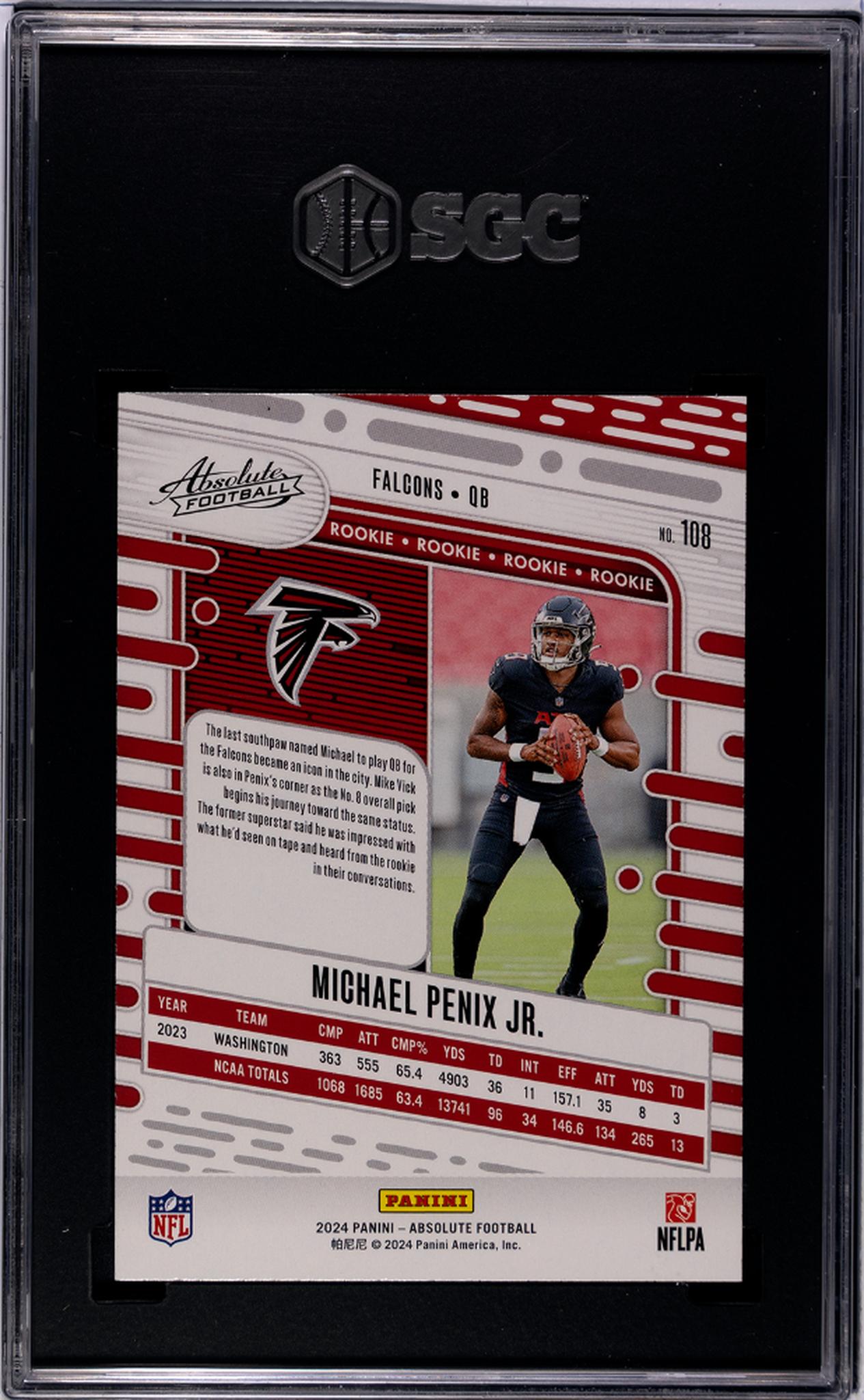 2024 Panini Absolute Green Michael Penix Jr. #108 RC SGC 10