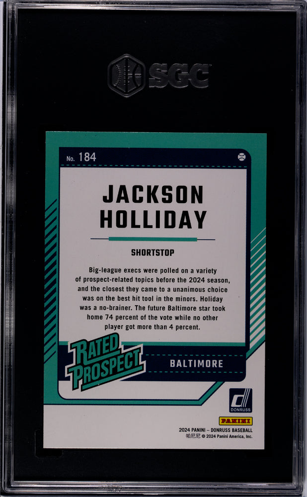 2024 Donruss #184 Jackson Holliday Rated Prospect SGC 9.5