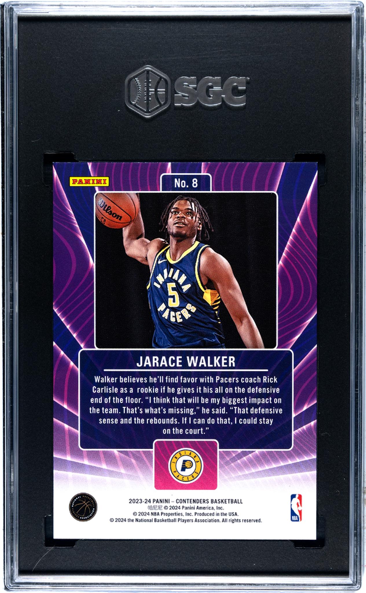 2023-24 Panini Contenders Lottery Ticket Jarace Walker #8 SGC 10