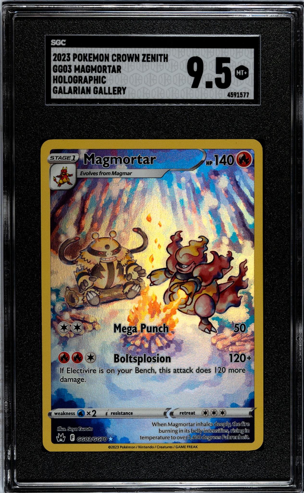 2023 Nintendo Pokemon Crown Zenith #GG03 Magmortar Holographic SGC 9.5