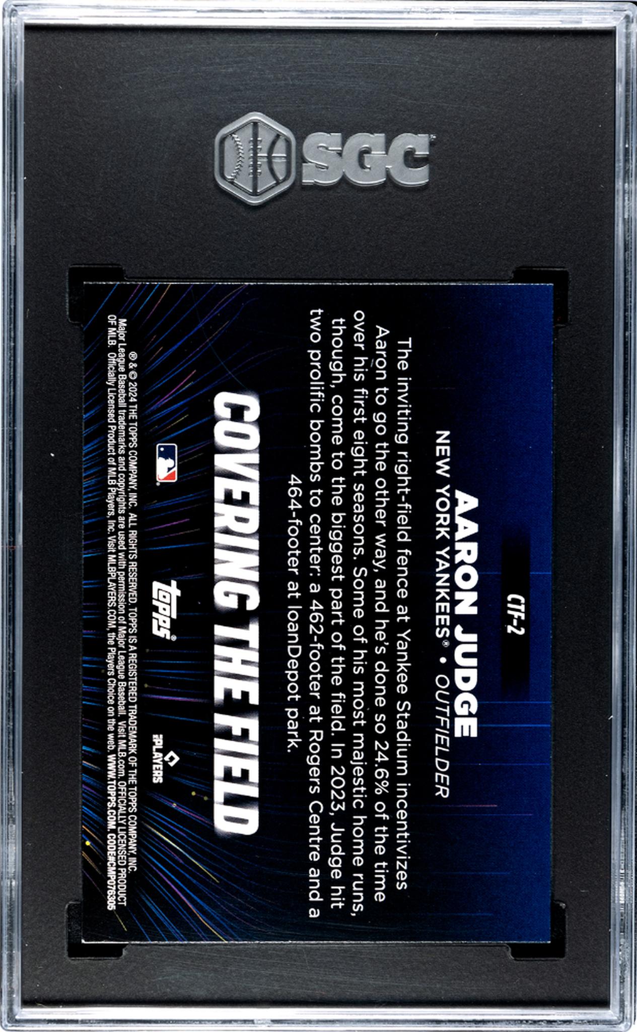 2024 Topps #CTF-2 Aaron Judge Cov. the Field SGC 9.5