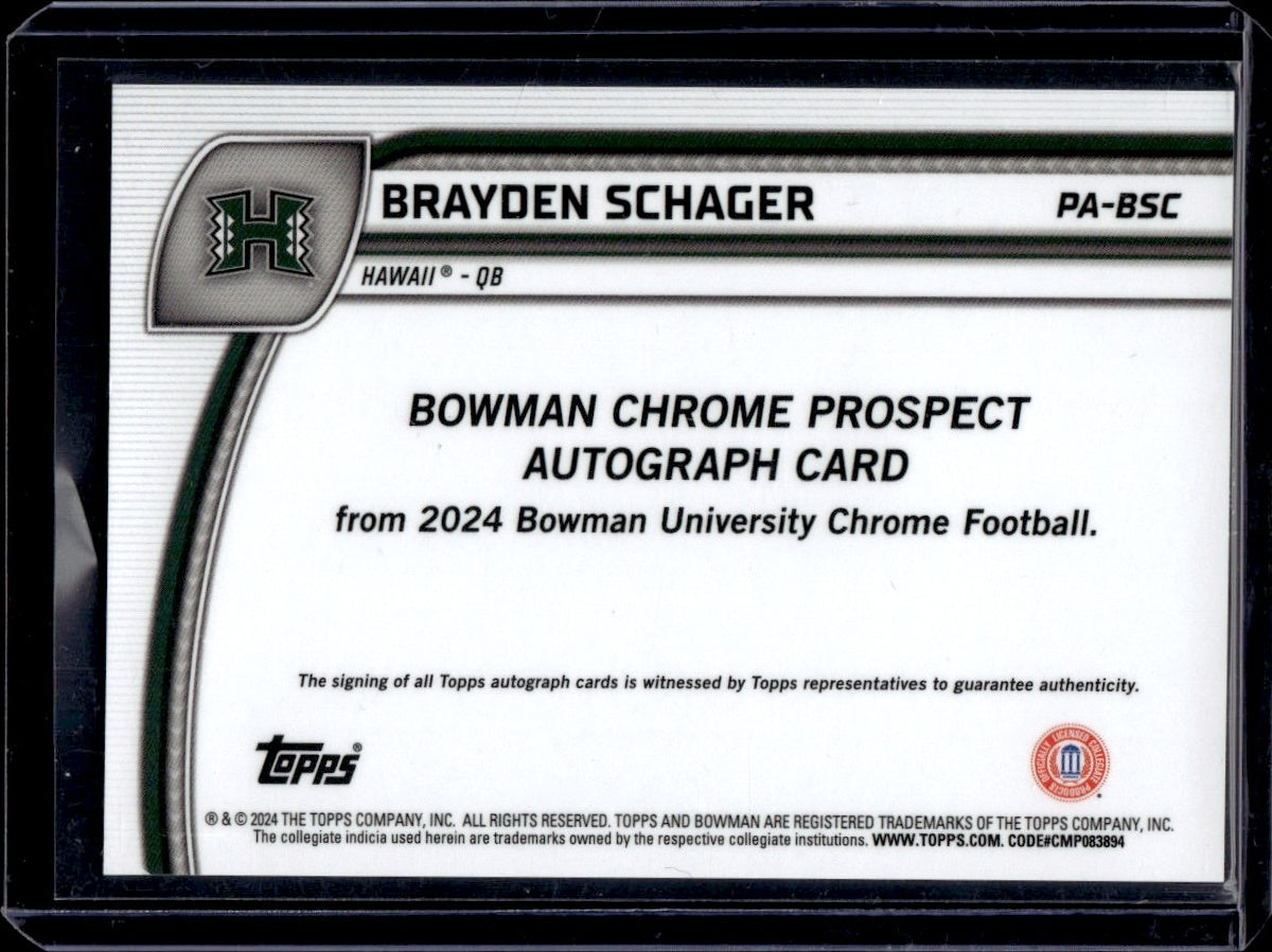 2024 Bowman Chrome #PA-BSC Brayden Schager Auto 