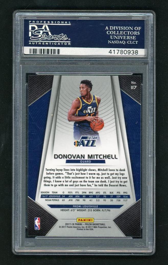 2017 Panini Prizm Donovan Mitchell #117 PSA 10