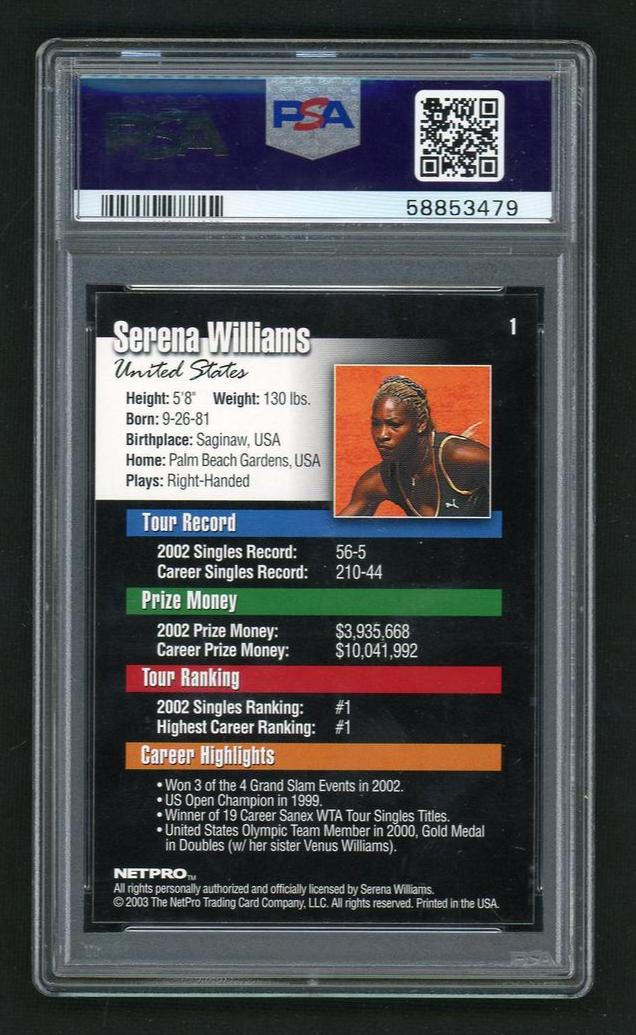 2003 Netpro Serena Williams #1 PSA 10