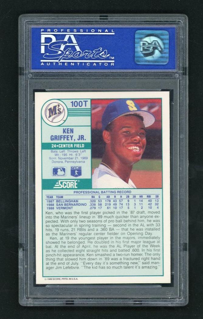 1989 Score Traded Ken Griffey #100T PSA 9