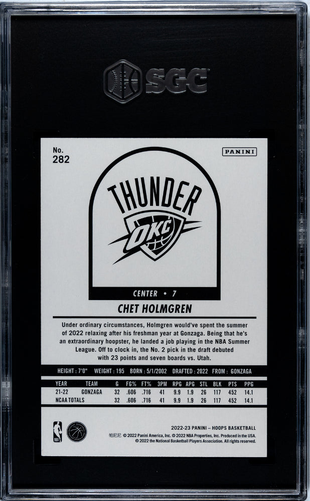 2022-23 Panini Hoops #282 Chet Holmgren Winter Purple SGC 9.5