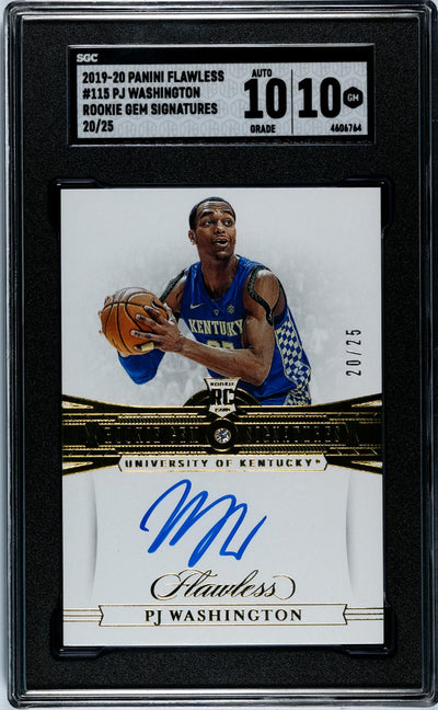 2019-20 Panini Flawless PJ Washington #115 Rookie Gem Signatures Auto /25 SGC 10