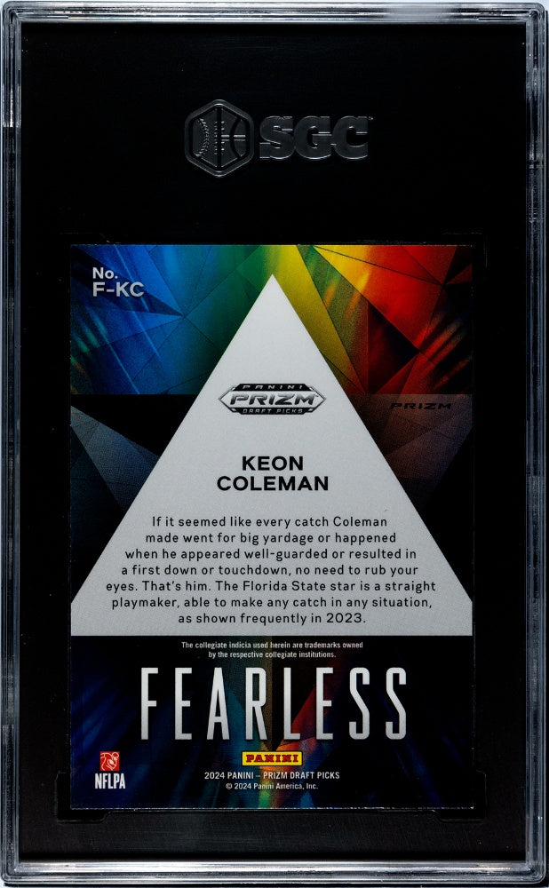 2024 Panini Prizm Draft Picks #F-KC Keon Coleman Fearless Green Prizm SGC 8.5