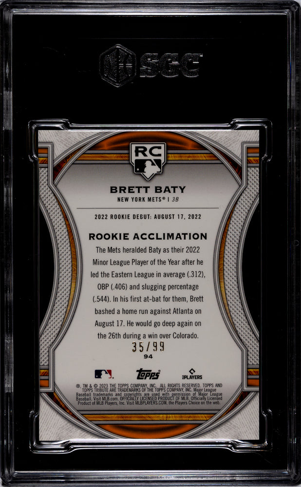 2023 Topps Tribute #94 Brett Baty Green Rookie /99 SGC 9.5