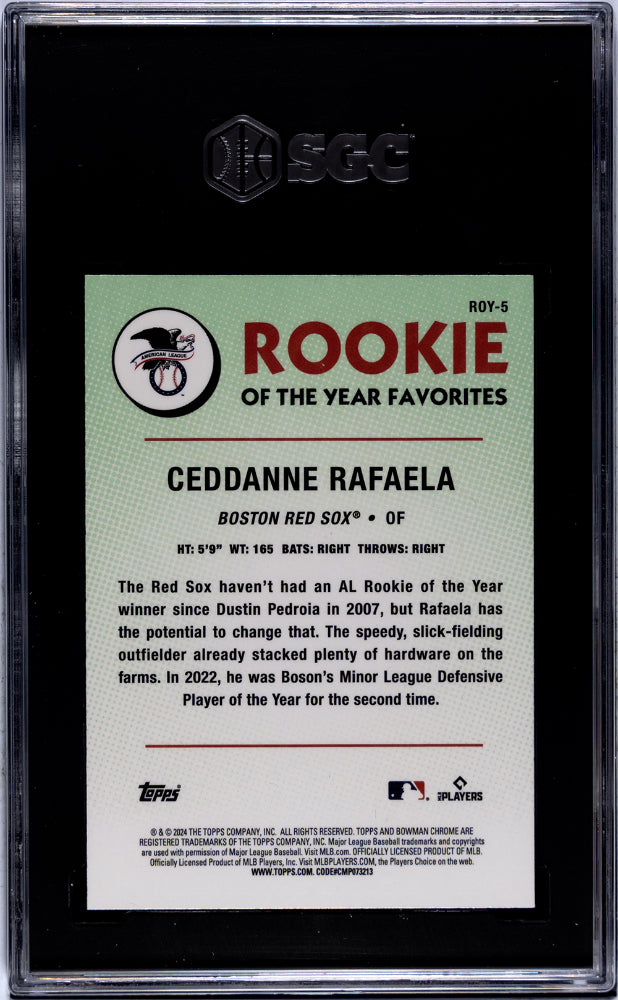 2024 Bowman Chrome #ROY-5 Ceddanne Rafaela Rookie SGC 9.5