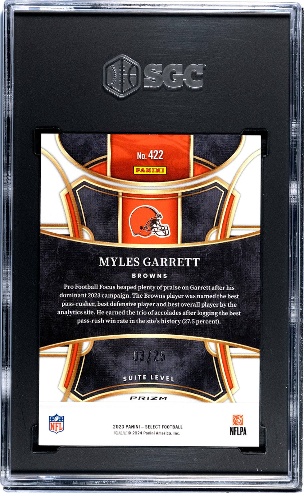 2023 Panini Select #422 Myles Garrett Tie-Dye Prizm /25 SGC 9.5