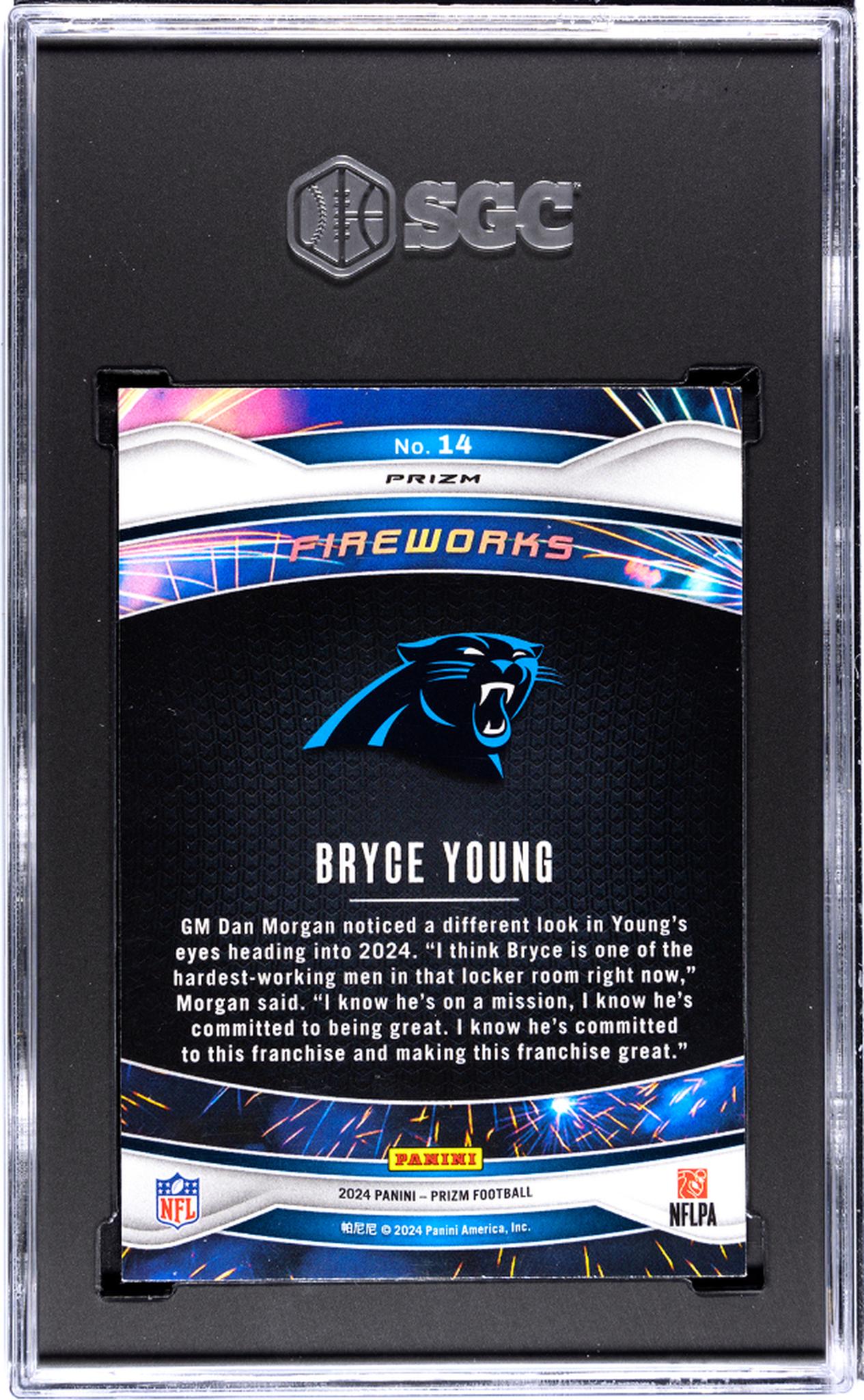 2024 Panini Prizm Fireworks Green Prizm Bryce Young #14 SGC 10