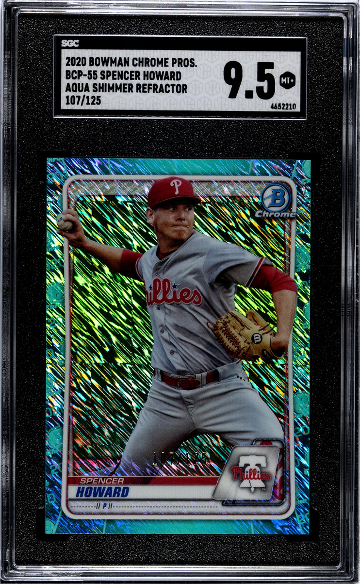 2020 Bowman Chrome Draft #BCP-55 Spencer Howard Aqua Shimmer Refractor 107/125 SGC 9.5